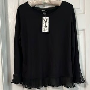 NWT Zashi Black Women's Sweater with Sheer Hem